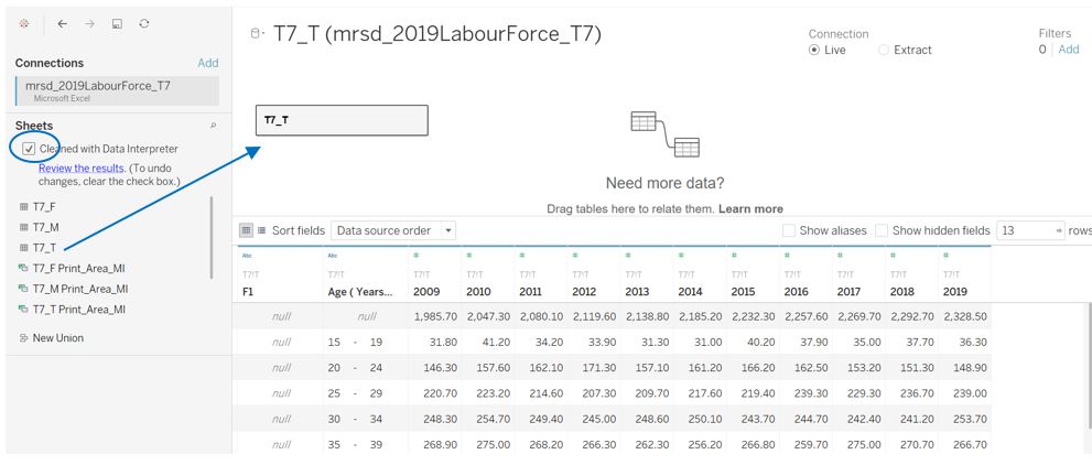 Using data interpreter and import table