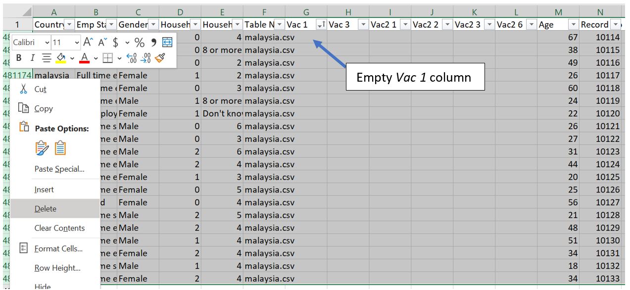 Delete rows with empty _Vac 1_ at the bottom of table