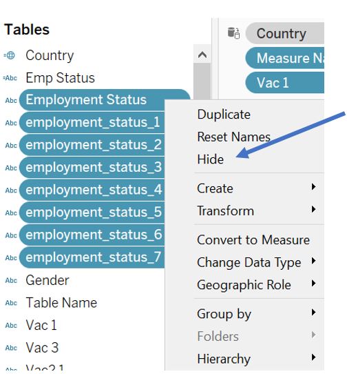 Hide original employment status fields