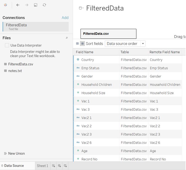 Import filtered data to Tableau