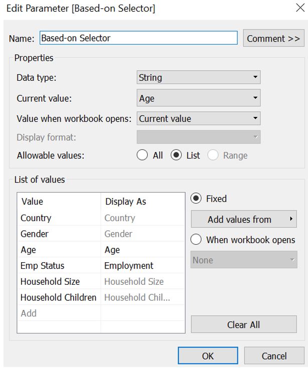 Create new parameter to select attributes