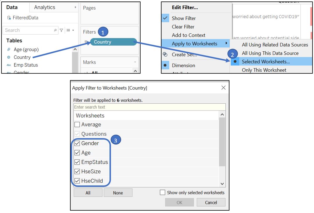 Link filter to individual visualisation of each respondent attribute