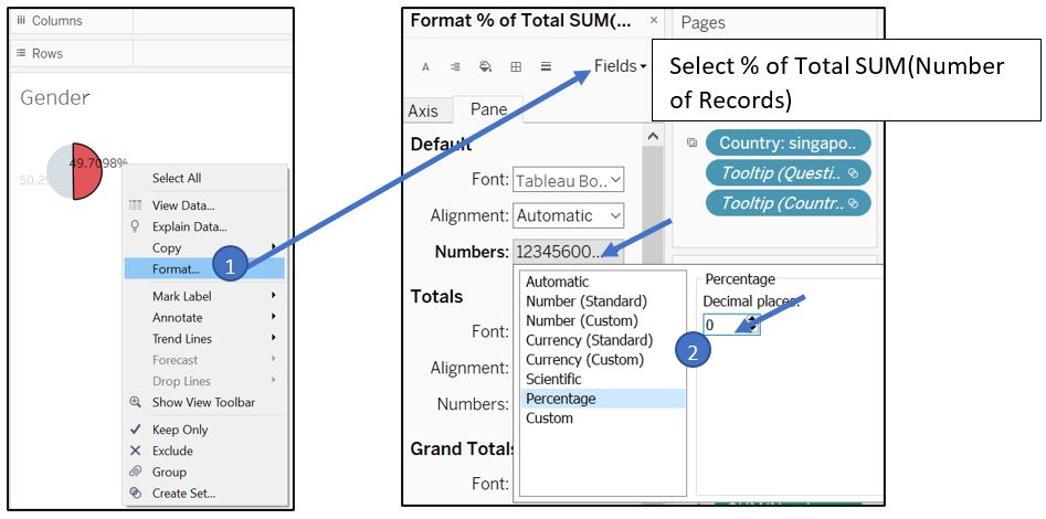 Set label decimal format