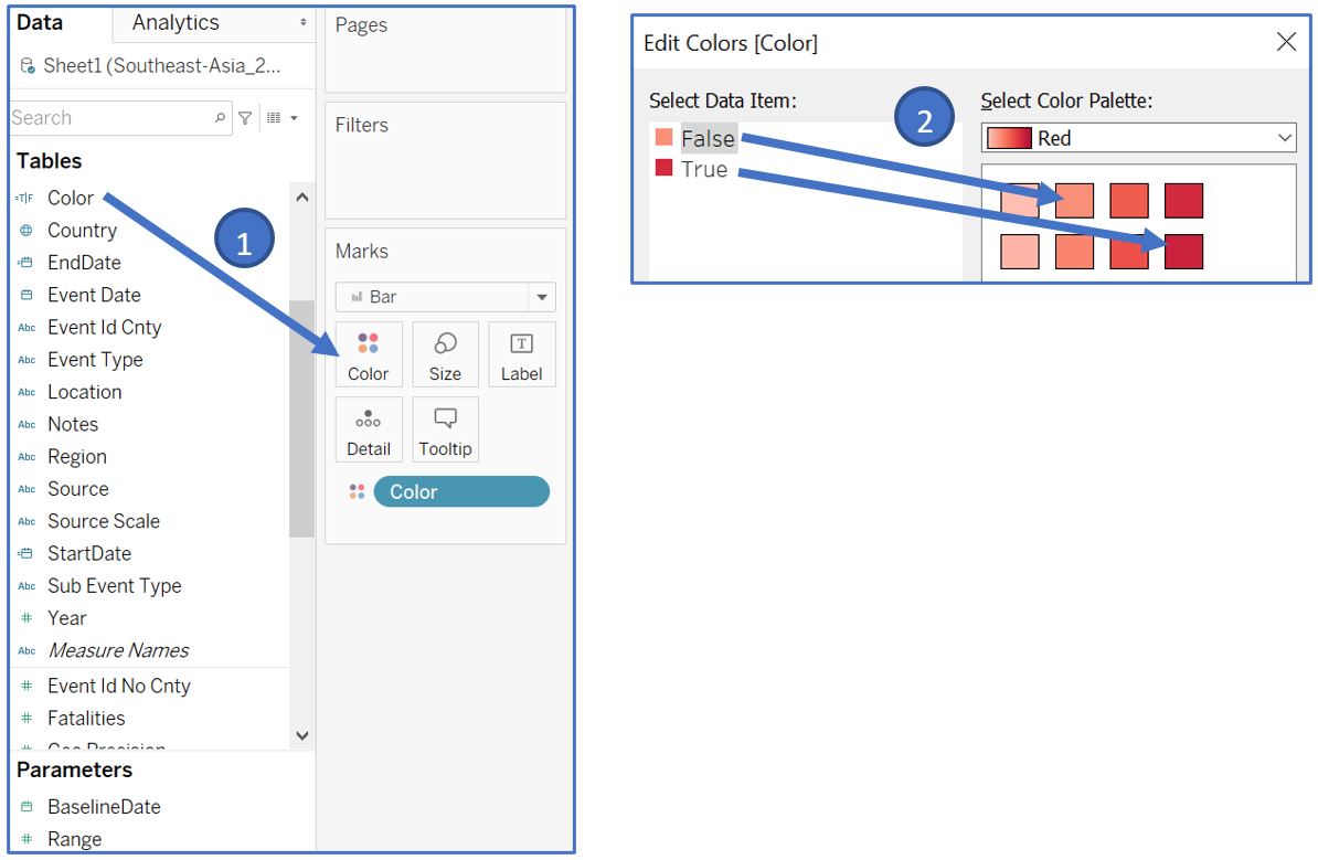 Adjust bar color based on date range