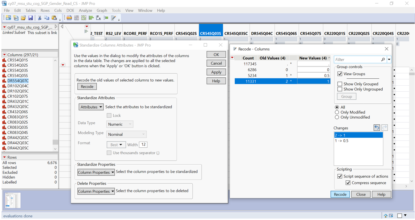 Recoding of selected columns with >2 categories